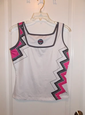 Camiseta sin mangas BOLLE Tenis Mujer Pequeña Blanca Rosa Gris Cuello Cuadrado Golf Pickle Foto 1 de 3