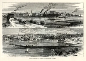 Illinios und Iowa, Upper Mississippi, Historic America, 1874 antiker Kupferstich - Bild 1 von 4