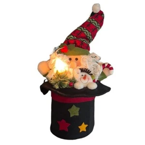 Santa Decoration Table Light Christmas Snowman Hat Pine Corded Plush Holiday - Picture 1 of 9