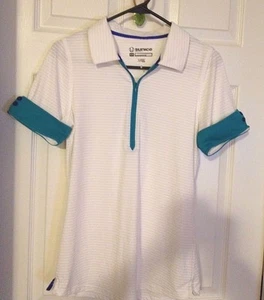 Golf Shirt Medium by SUNICE XStatic X2 Silver Stretch 1/3 zip Cuffed Sleeves - Picture 1 of 5
