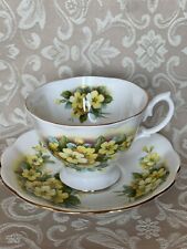 Royal Albert Yellow Buttercups Flowers With Gold Tea Cup Saucer England Vintage