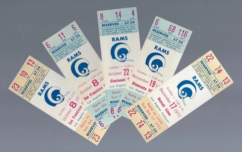 LOT of 5 - ROMAN GABRIEL 1972 NFL LOS ANGELES RAMS FULL FOOTBALL TICKETS Cover