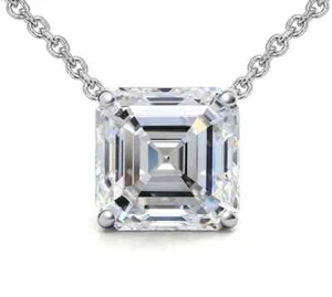 0.60 ct to 11.00 ct Asscher Cut Moissanite 4 Prong Setting Solitary Pendant/Neck - Picture 1 of 7