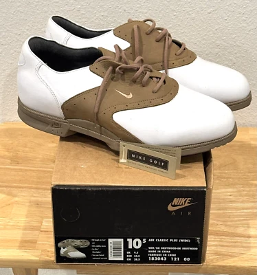NIKE AIR CLASSIC PLUS WIDE MEN'S 10.5 LEATHER & SUEDE MICROSPIKES GOLF SHOES - Image 1 of 4