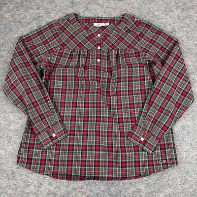Camisa Vineyard Vines Botón Frontal Algodón Cuadros Rojo Verde Niñas XL 16 Foto 1 de 4