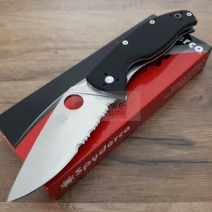 Spyderco Tenacious Folding Knife 3.38" 8Cr13MoV Stainless Blade Black G10 Handle - Picture 1 of 12