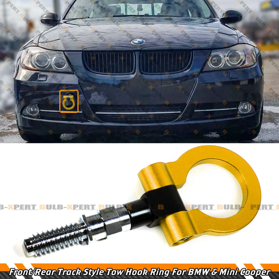 Para BMW E36 E46 E39 E38 E90 Z3 Mini Cooper Oro Anillo Plegable Tornillo Gancho de Remolque Foto 1 de 4