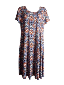 Vestido Serenade NY ajustado y acampanado multicolor estampado geométrico para mujer talla grande - Imagen 1 de 12