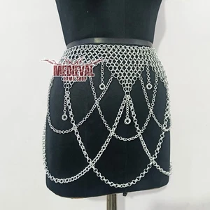 Mittelalter Kettenhemd Rock Aluminium konifiziert Ringe Rock Festival Outfit für Damen - Bild 1 von 5