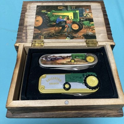 铰接木盒约翰迪尔系列拖拉机2口袋刀未使用老式复古 — 第 1/4 张图片