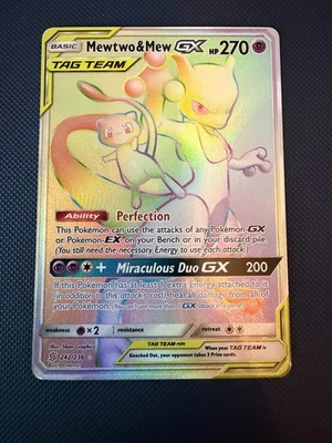 Mewtwo & Mew GX (Secret)  Unified Minds 242/236 Near Mint Pokemon Card - Image 1 of 2