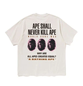 A Bathing Ape Men's Relaxed Fit T-Shirt 2025 Model SLOGAN and Graphic Ivory S - Picture 1 of 4