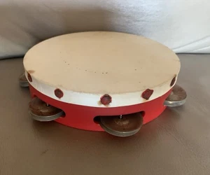 Vintage Werco Tamburin 7" rund Made in USA rot beige - Bild 1 von 13