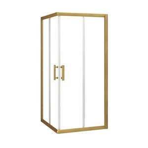 Adjustable 900x900mm Double Sliding Door Glass Shower Screen in Gold - Picture 1 of 5