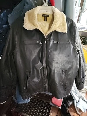 INC International Concepts Chaqueta de Cuero Sintético Marrón Forro de Piel Sintética Para Hombre XXL Foto 1 de 4