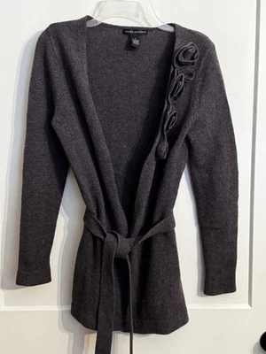 Cárdigan ELENA SOLANO Púrpura Lana de Cordero Mezcla Angora Cinturón Dinero Antiguo Preppy Talla L Foto 1 de 4