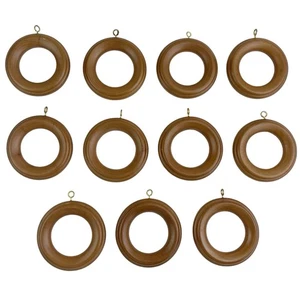 Holz Gardinen Gardinenringe 11er Set passend für 2 Zoll Holzstange Fenstergardinen Braun - Bild 1 von 7