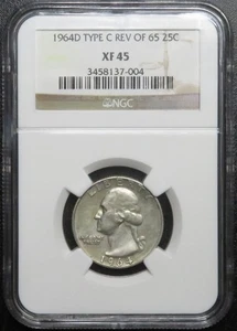 1964-D Washington quarter NGC XF45 Type c, Reverse of 65 Error - FS-901 - Picture 1 of 3
