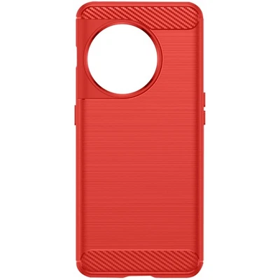 Coque pour OnePlus 11 Renforcée Souple Effet Carbone Brossé Rouge - Photo 1/4