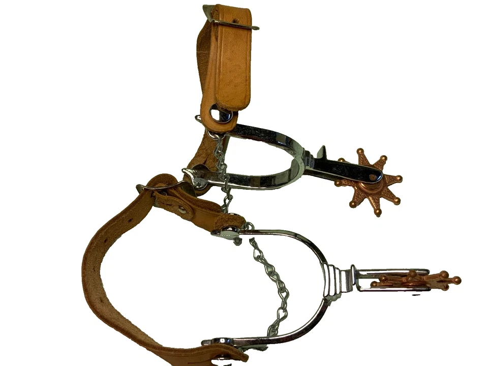 Estribo de caballo para niños Salvaje Oeste pistola honda vaquero montar cromo/cuero disfraz! Foto 1 de 4