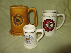 3x University of Illinois Eastern Northern 1895 tazze tazza college Stein VINTAGE - Foto 1 di 18