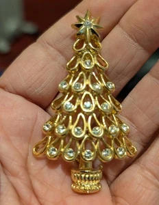 HOBE gold Clear Christmas tree brooch - Picture 1 of 2