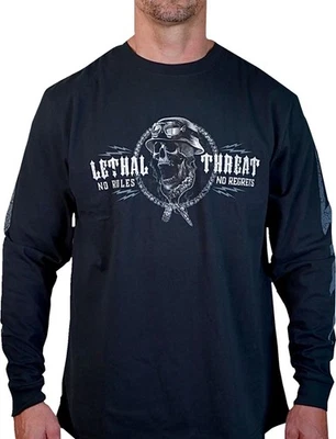 Lethal Threat Flash and Bones Mens Long Sleeve T-Shirt Black - Image 1 of 2