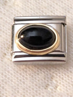 Authentic Zoppini Italian 9mm Black Oval Onyx Stone Charm  Z55 - Image 1 of 4