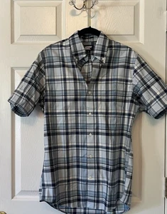 Neu ohne Etikett Lands' End Herrenhemd blau kariert S/S bügelfrei Knopfleiste Small 14 -14 1/2 - Bild 1 von 6