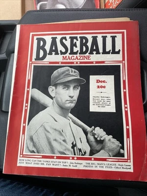 REVISTA DE BEISEBOL DEZEMBRO DE 1937 Charles Gehringer EM CAPA cheia de grandes - Imagem 1 de 4