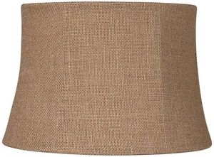 Natural Burlap Small Drum Lamp Shade 10" Top x 12" Bottom x 8" High (Spider) - Picture 1 of 5
