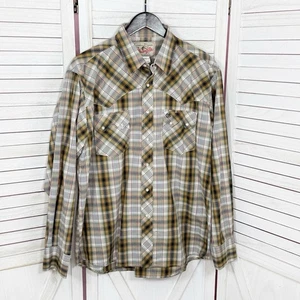 Wrangler Hemd Herren Large kariert Pearl Snap Western Langarm weiß gelb - Bild 1 von 9