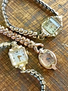 10K Rolled Gold, 14K Gold Filled Bulova & 10K RGP Helbros Ladies Watches - Picture 1 of 13