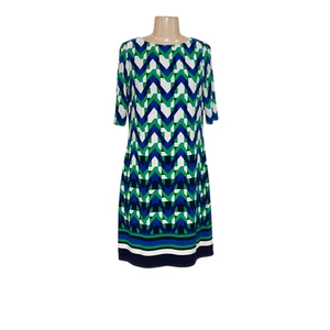 Eliza J Blue Graphic Print Sheath Dress - Size 6 - Picture 1 of 4