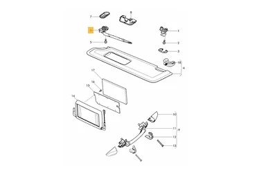 Bentley Continental Gt Flying Track Holder Bearing Sun Visor Right 3W0857583F — 第 1/3 张图片
