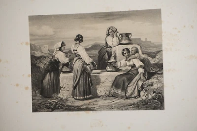 Victor LOUTREL (1821-1908) GRANDE LITHO XIX SCENE ORIENTALISTE COSTUME ITALIE - Photo 1/4