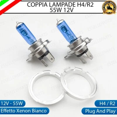 COPPIA LAMPADE LAMPADINE H4 R2 BLUE PER FIAT PANDA MK1 141 EFFETTO XENON BIANCO - Immagine 1 di 3