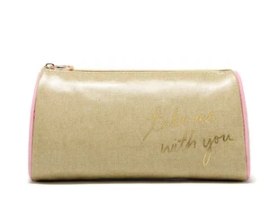 Victoria's Secret Gold Waterproof Makeup Cosmetics Bag, Brand NEW!! - Picture 1 of 12
