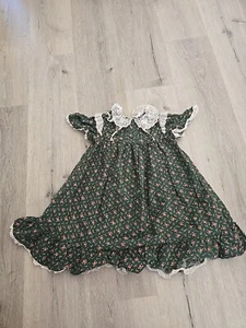 vtg peaches n cream girls 4-5T velvet large collar dress prairie peasant - Picture 1 of 10