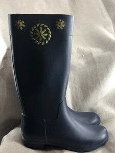Jack Rogers Mujer Botas de Lluvia Talla 7 Rodilla Alta Azul Marino Zapatos Damas Goma - Imagen 1 de 11