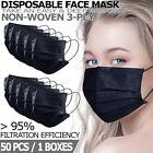 50PC BLACK Disposable 3-Ply Face Mask Mouth Protector Respirator Masks w/ Filter