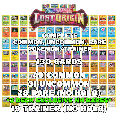 Pokémon Lost Origin LOR Complete Common, Uncommon, Rare Non Holo, 130 ...