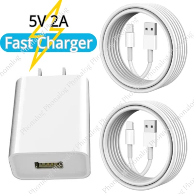USB Wall Charger Block Fast Charging Cable For iPhone 6 7 8 XR 14 11 12 13 iPad - Image 1 of 4