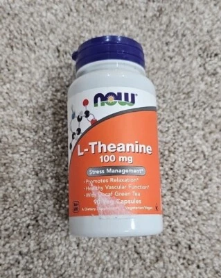 NOW FOODS L-Teanina Manejo del Estrés 100 mg -90 Cápsulas Vegetales -Exp 11/26 Foto 1 de 2