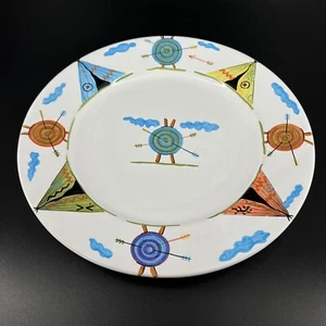 Vtg Italian Pottery Grazia Deruta Teepee Arrow Target Neiman Marcus Dinner Plate - Picture 1 of 8