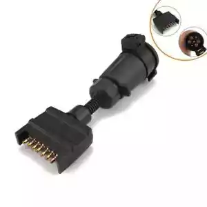 Trailer 7 Pin Adapter Plug Round Female to Flat Male 4WD Caravan Boat Connector - Picture 1 of 5