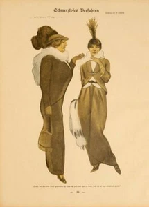 SIMPLICISSIMUS 1913 VON MARCELLO DUDOVICH SCHMERZLOTES BERFAHRE AUF LEINEN ORIGINAL - Bild 1 von 1