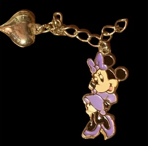 Disney Minnie Mouse Dije con Corazón Dorado Colgante Cremallera Tirar Vestido Púrpura 👀 - Imagen 1 de 5
