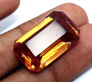46.35 Ct Alexandrite Lab-Created Color Changing Emerald Cut Certified Gemstone - Picture 1 of 10
