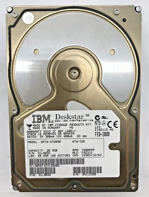 20,5 GB IDE/ATA  FESTPLATTE IBM Deskstar  DPTA-372050 ATA 3,5 ZOLL  #FP3756 - Bild 1 von 2